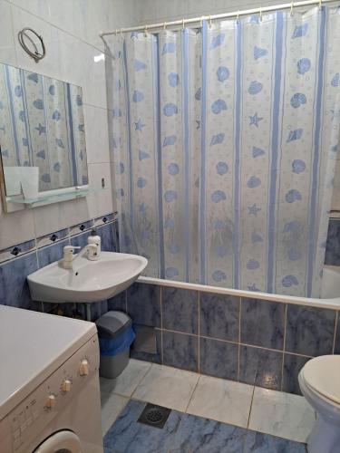a bathroom with a shower and a sink and a toilet at Apartment in Pale in Pale