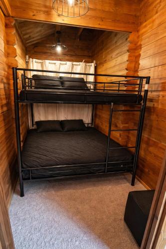 a bunk bed in a room with wooden walls at Flyby pole studio in Béziers