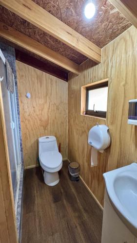 a bathroom with a toilet and a sink at Hospedaje Martita Patagonia in Coihaique