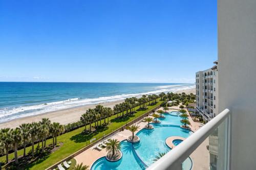 a view of the beach from the balcony of a condo at Diamond Beach in Galveston