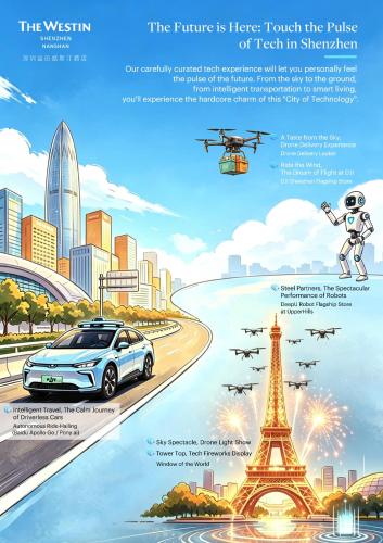 an advertisement for a hydrogen powered car in front of the eiffel tower at The Westin Shenzhen Nanshan in Shenzhen