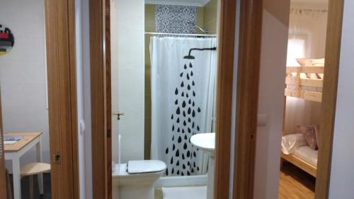 a bathroom with a shower and a sink and a toilet at Apartamento Markina Xemein in Marquina-Jemein