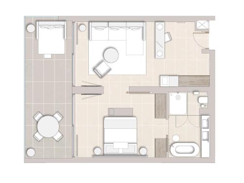 a floor plan of a bathroom at Ikos Porto Petro in Portopetro