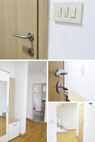 a collage of pictures of a door with a handle at Apartments Herceg in Međugorje
