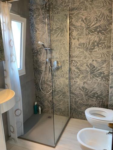 a bathroom with a shower and a toilet at Domus Pioppa in Modena