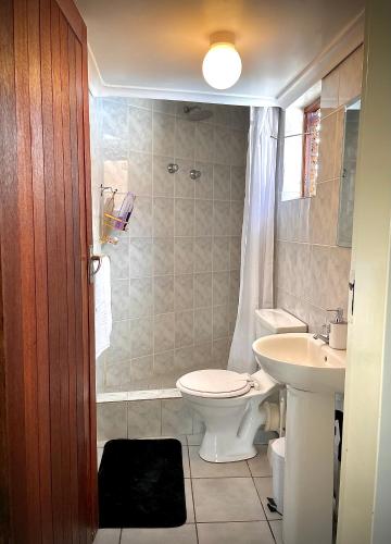 a bathroom with a toilet and a sink at Pinnacle Pearl View Cottage in Johannesburg