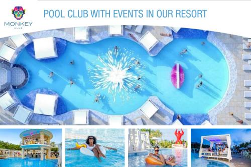 a collage of photos of a pool club with events in our resort at Hotel NEON by Playa Palmera Beach Resort in Punta Cana