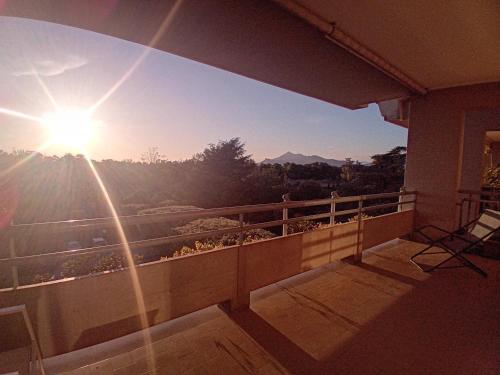 a balcony of a house with a view of the mountains at Luna Reale Relais e Suite APARTMENTS in San Nicola La Strada