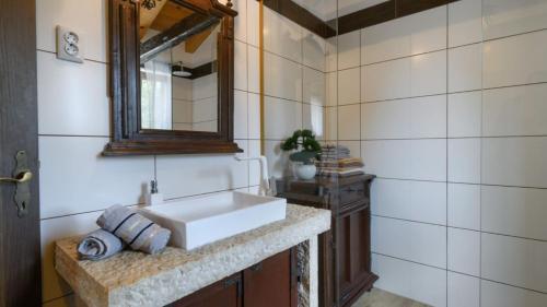 a bathroom with a sink and a mirror at Villa Zebo by Villas Guide in Barban