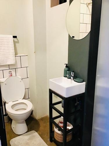 a bathroom with a toilet and a sink at Home at heart in Johannesburg
