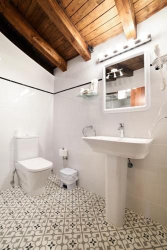 a bathroom with a sink and a toilet at La Cabaña de La Nina in Beceña