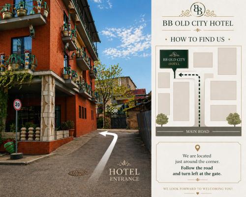 a flyer for a hotel with a building at BB Old City in Tbilisi City