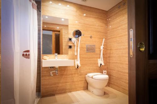 a small bathroom with a toilet and a sink at Rivera del Duero in San Esteban de Gormaz