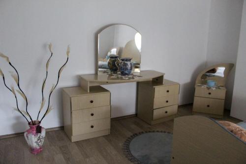 a bedroom with a dressing table and a mirror at Vikendica Drinska Flora, Loznica - Lipnički Šor in Lipnički Šor