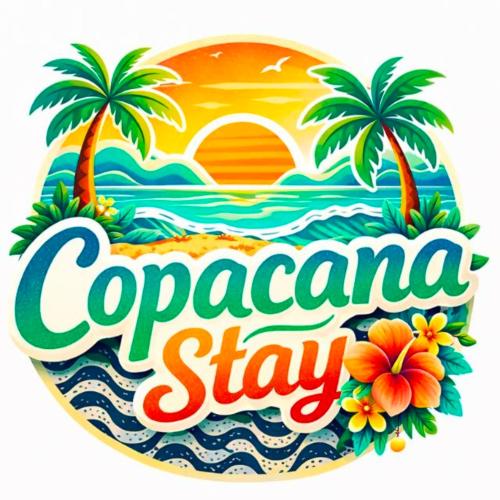 a sign for the tropics with palm trees and the ocean at Hotel Copacabana Stay in Serra