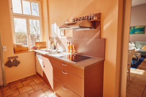 a kitchen with a sink and a counter top at Feriendomizil Alter Garten in Temmen-Ringenwalde