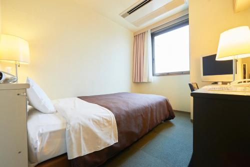 ein Hotelzimmer mit einem Bett und einem Waschbecken in der Unterkunft Hotel Select Inn Nishinasuno in Nasushiobara