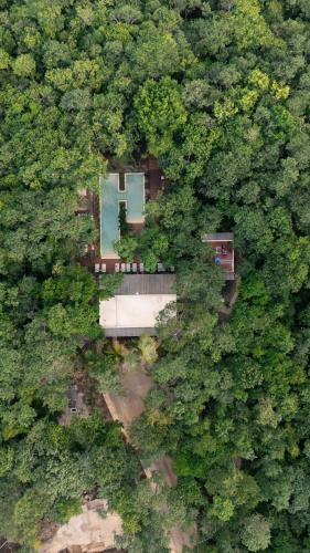 an overhead view of a house in the midst of trees at Aldea Mayab Luxury Residences by Lagoona in Bacalar