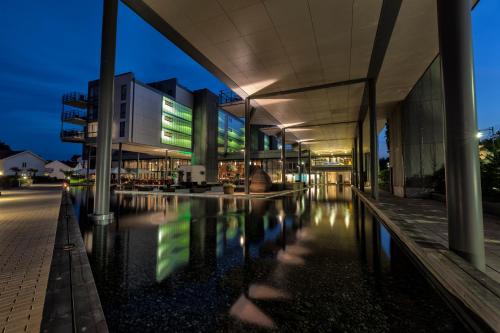 an external view of a building at night at Strömstad Spa & Resort in Strömstad