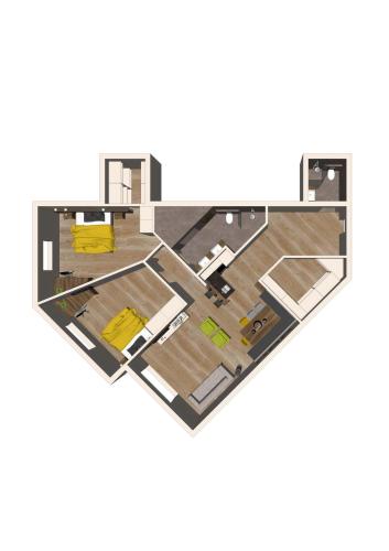 a drawing of a floor plan of a house at Aparthotel AlpTirol in Kaltenbach