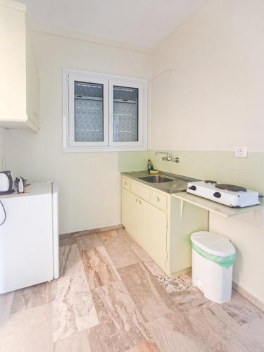 a kitchen with a sink and a counter at Vassia's B rooms in Poros