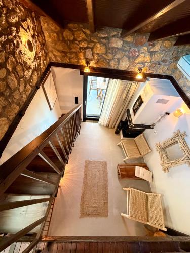 an overhead view of a staircase in a house at Stone Village Skala Maries in Skala Marion