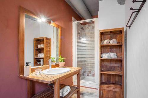 a bathroom with a sink and a mirror at Le Bouquet de l Aromate in Joucas