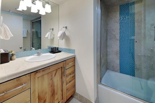 a bathroom with a sink and a shower at Timberline Condominiums 3 Bedroom Deluxe Unit D2E in Snowmass Village