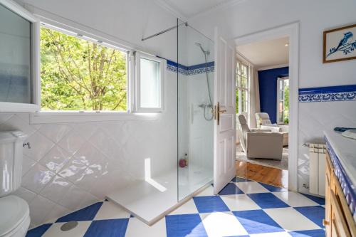 a bathroom with a shower and a toilet at Villa Elena in Potes