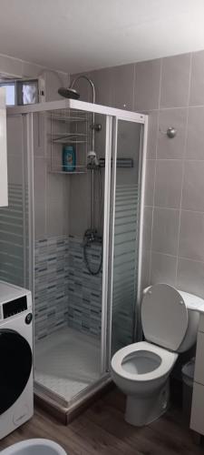 a bathroom with a shower next to a toilet at casa Caithlyn in Peniscola