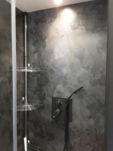 a bathroom with a shower and a shower at Studio de jardin dans son écrin de verdure in Saint-Lumine-de-Coutais