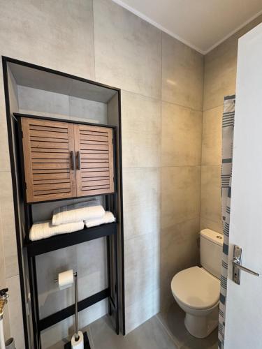 a bathroom with a toilet and a sink at appartement olivese in Olivese