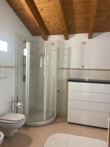 a bathroom with a shower and a toilet at Casa Elisabeth in Sarnico