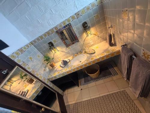 an overhead view of a bathroom with a sink at Casa Portillo in Puerto Vallarta
