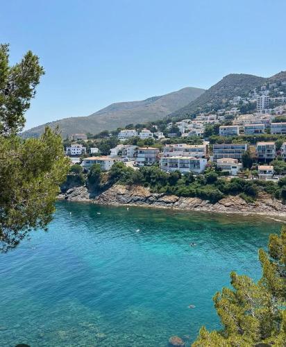 a large body of water with a town in the background at Camino de Santiago Can Pau Costa Brava in Llança