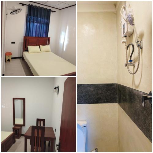 a room with a bed and a bathroom with a shower at Chami Leisure Home in Talpe