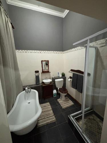 un bagno con vasca, WC e lavandino di Bright Diamond Inn a Kimberley