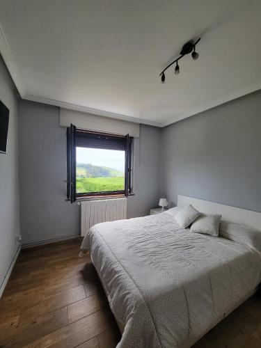 a bedroom with a large bed and a window at CASA FREDO in Cóbreces