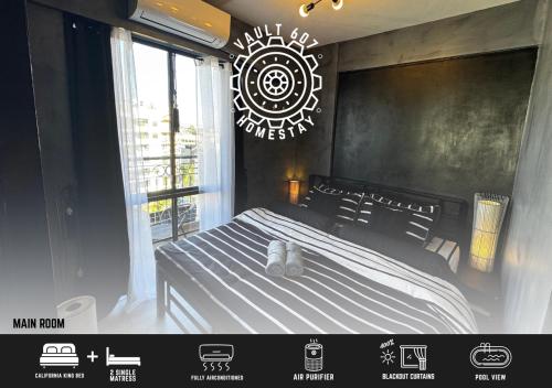 a bedroom with a large bed and a window at Vault 607 Homestay in Davao City