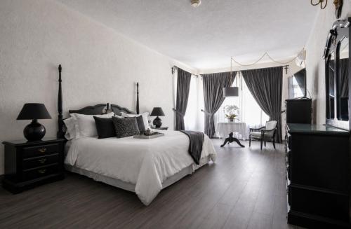 a bedroom with a bed and a television in it at Hotel Royal Spa in Zimapán
