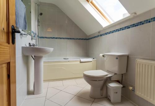 a bathroom with a toilet and a sink at 1 Bray Head View in Portmagee