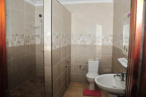a bathroom with a toilet and a sink at HOTEL MENABE & Restaurant in Morondava