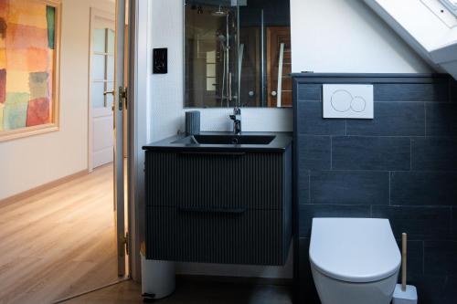 a bathroom with a sink and a toilet at Rouges Terres in Theux