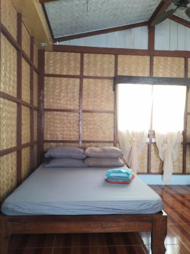 a bed in a room with two windows at Henalric's Place in Roxas