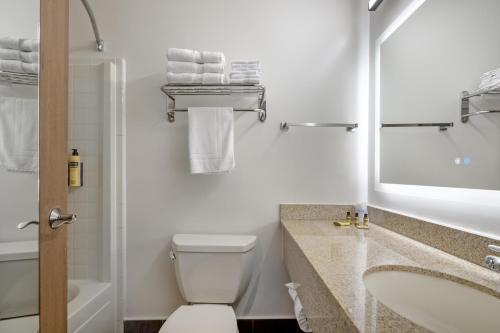 a white bathroom with a toilet and a sink at Best Western Plus Meridian in Meridian