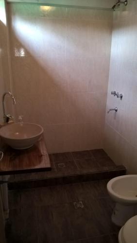 a bathroom with a sink and a toilet at Casita Vaqueros in Vaqueros