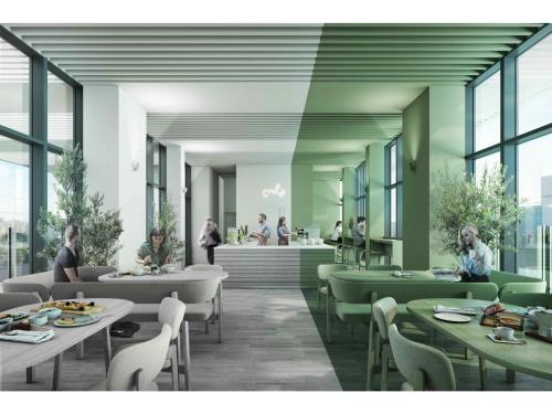 a rendering of a restaurant with tables and people at toggle hotel suidobashi - Vacation STAY 13415v in Tokyo