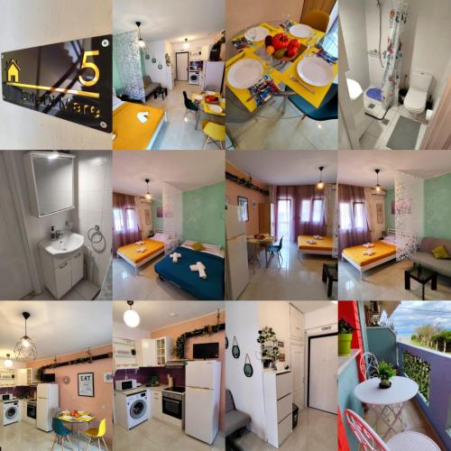 a collage of different pictures of a room at Sole Di Mare Agia Triada in Agia Triada