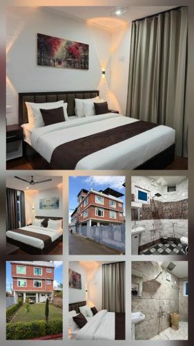 a collage of pictures of a hotel room at FarahBakshResidency in Jāmb