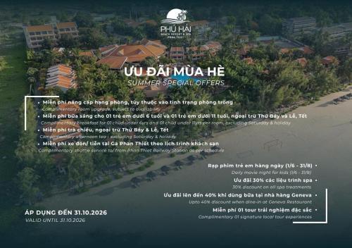 a flyer for a hotel with a picture of a river at Phu Hai Beach Resort & Spa Phan Thiet in Mui Ne
